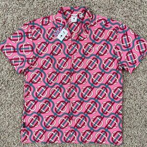 PUMA x Parm Tree Crew Men’s Allover Pattern Button Shirt, Size Medium (New)